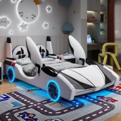 Speed ​​Race Car Bett - Kinderbett mit LED-Licht