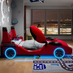 Speed ​​Race Car Bett - Kinderbett mit LED-Licht