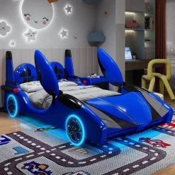 Speed ​​Race Car Bett - Kinderbett mit LED-Licht