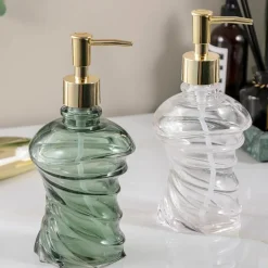 Spiral Glass Soap Dispenser - Decorative Bathroom Accessory