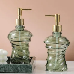 Spiral Glass Soap Dispenser - Decorative Bathroom Accessory