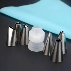 Spritzbeutel-Tüllenset aus Silikon – 8-teiliges Kuchendekorationsset