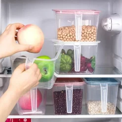 Stapelbare transparente Kühlschrank-Aufbewahrungsbox – transparenter Lebensmittel-Organizer