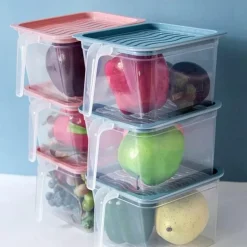 Stapelbare transparente Kühlschrank-Aufbewahrungsbox – transparenter Lebensmittel-Organizer