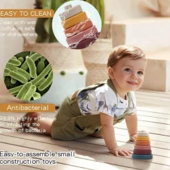 Stapelblöcke aus Silikon für Babys – Konstruktionsspielzeug