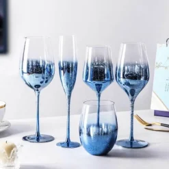 Sternenblaues Kelchset – Elegante Weingläser für Cocktails, Champagner, Whisky