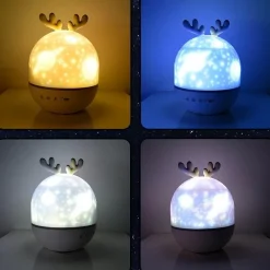 Sternenprojektor-Nachtlampe – rotierendes Hirsch-Musiklicht für Kinder