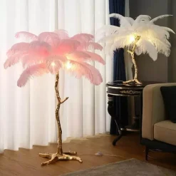 Straußenfeder-Stehlampe - Nordische Luxusbeleuchtung