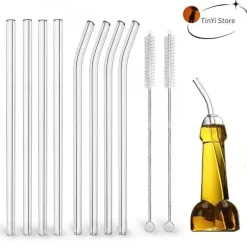 Strohhalm-Set aus Borosilikatglas – wiederverwendbare Strohhalme für Smoothies und Cocktails