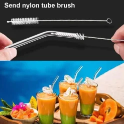 Strohhalm-Set aus Borosilikatglas – wiederverwendbare Strohhalme für Smoothies und Cocktails