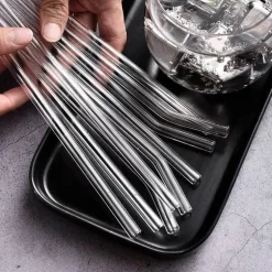 Strohhalm-Set aus Borosilikatglas – wiederverwendbare Strohhalme für Smoothies und Cocktails