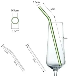 Strohhalm-Set aus Borosilikatglas – wiederverwendbare Strohhalme für Smoothies und Cocktails