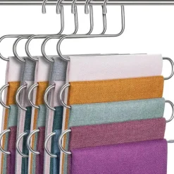 5-stufiger Hosenbügel aus Edelstahl – S-förmiger, rutschfester, platzsparender Organizer