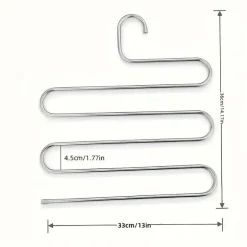 5-stufiger Hosenbügel aus Edelstahl – S-förmiger, rutschfester, platzsparender Organizer