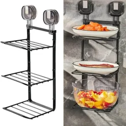 3-stufiges, wandmontiertes Organizer-Regal für die Lebensmittelzubereitung