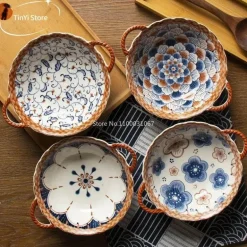 Suppenschüssel aus Keramik mit Henkel – Mikrowellengeeignetes Backgeschirr für Pasta und Salat