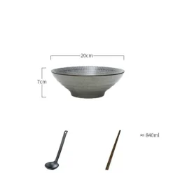 Suppenschüssel-Set aus Keramik – große Retro-Schüssel mit Löffel und Essstäbchen