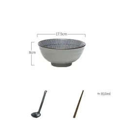 Suppenschüssel-Set aus Keramik – große Retro-Schüssel mit Löffel und Essstäbchen