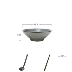 Suppenschüssel-Set aus Keramik – große Retro-Schüssel mit Löffel und Essstäbchen