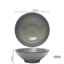 Suppenschüssel-Set aus Keramik – große Retro-Schüssel mit Löffel und Essstäbchen