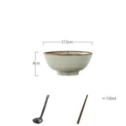 Suppenschüssel-Set aus Keramik – große Retro-Schüssel mit Löffel und Essstäbchen