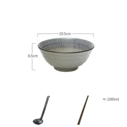 Suppenschüssel-Set aus Keramik – große Retro-Schüssel mit Löffel und Essstäbchen