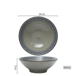 Suppenschüssel-Set aus Keramik – große Retro-Schüssel mit Löffel und Essstäbchen