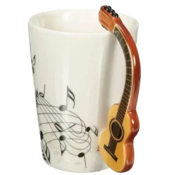 Tasse mit Akustikgitarre – 400 ml Keramik-Kaffeetasse für Musikliebhaber