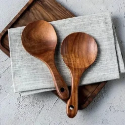Teakholz-Löffel-Set – Ulmenholz-Kochutensilien, 2er-Pack