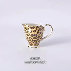 Tee- und Kaffeeservice aus Knochenporzellan mit Leopardenmuster – elegantes Trinkgeschirr aus Porzellan