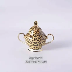 Tee- und Kaffeeservice aus Knochenporzellan mit Leopardenmuster – elegantes Trinkgeschirr aus Porzellan