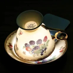 Teegeschirr-Set aus Bone China – Schwarzer Tee, Tasse und Untertasse, Kaffee im französischen Stil