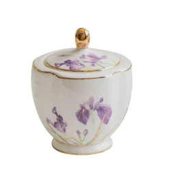 Teegeschirr-Set mit Blumenmuster – Teekanne, Tassen, Untertassen, Zucker, Milchbehälter, Vase, Teller