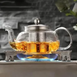 Teekanne aus Glas, Blumen-Teeset mit Sieb – elegantes Teezubehör