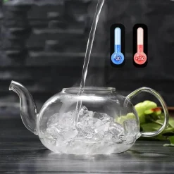 Teekanne aus Glas, Blumen-Teeset mit Sieb – elegantes Teezubehör