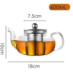 Teekanne aus Glas, Blumen-Teeset mit Sieb – elegantes Teezubehör