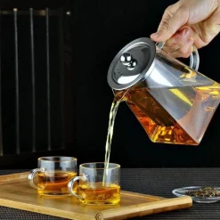 Teekanne aus Glas mit Teesieb – Elegante Teekanne aus Edelstahl