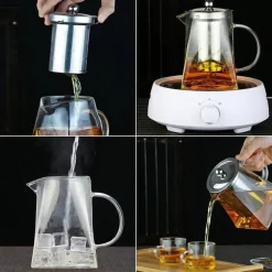 Teekanne aus Glas mit Teesieb – Elegante Teekanne aus Edelstahl