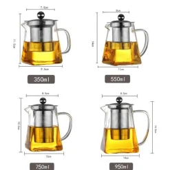 Teekanne aus Glas mit Teesieb – Elegante Teekanne aus Edelstahl