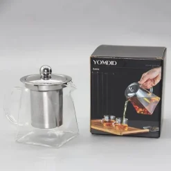 Teekanne aus Glas mit Teesieb – Elegante Teekanne aus Edelstahl