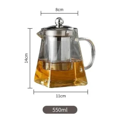 Teekanne aus Glas mit Teesieb – Elegante Teekanne aus Edelstahl