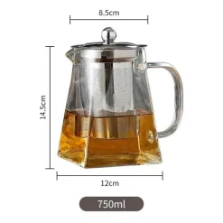 Teekanne aus Glas mit Teesieb – Elegante Teekanne aus Edelstahl