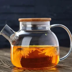 Teekanne aus Glas mit Teesieb – 1000 ml, hitzebeständiger Teebereiter