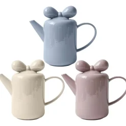 Teekanne aus Porzellan mit Schleifenknoten-Design – Elegante Teekanne aus Keramik