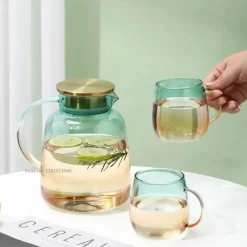 Teekannen-Set aus Glas – 18 l Teekanne mit Tassen und Sieb für Eistee