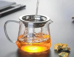 Teekannen-Set aus Glas – hitzebeständiges Puer-Teesieb