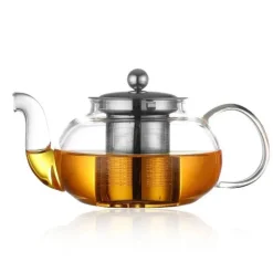 Teekannen-Set aus Glas mit Edelstahlsieb – hitzebeständige Tee- und Kaffeekanne