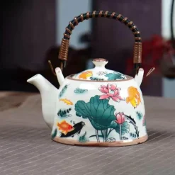 Teekannen-Set aus Porzellan – 900 ml blau-weißer Puer-Teekessel mit Tontasse