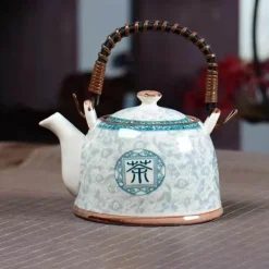 Teekannen-Set aus Porzellan – 900 ml blau-weißer Puer-Teekessel mit Tontasse