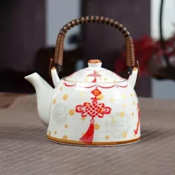 Teekannen-Set aus Porzellan – 900 ml blau-weißer Puer-Teekessel mit Tontasse